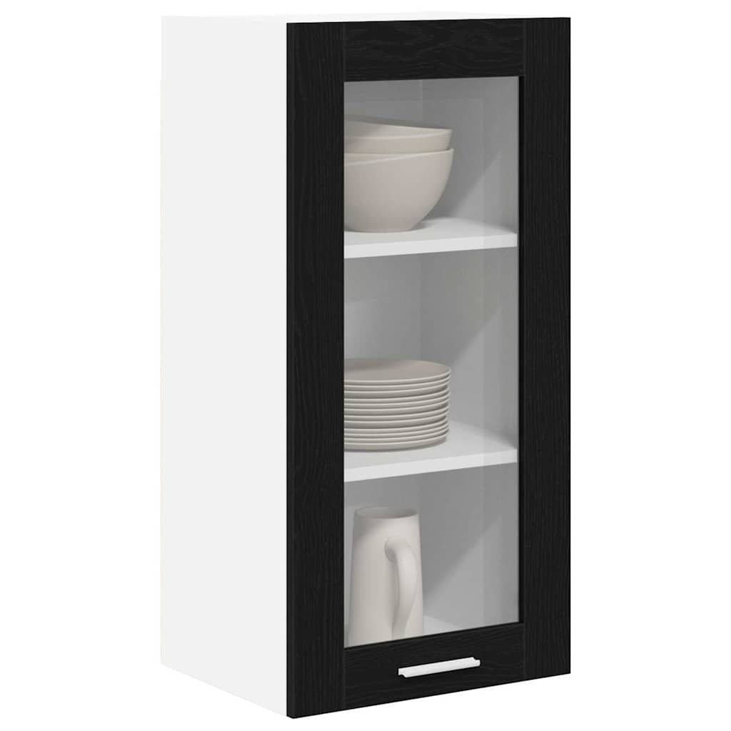 Hanging Cabinet with Shelf Riga 2 pcs Black Oak 40 x 31 x 80 cm